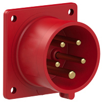 Pin and Sleeve Inlet Devices 888-7156-NS IEC 60309 Panel Mount Inlet Straight Type, IP44 Rated, 20A 200-415V, 16A 220/380-240/415V, 6H, IEC 309 International Pin and Sleeve Devices  